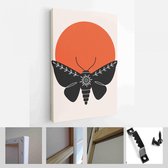 Abstracte affichecollectie met hand getrokken, insecten: insect, mot, vlinder. Set hedendaagse scandinavische afdruksjablonen - Modern Art Canvas - Verticaal - 1811567233