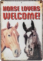 Waakbord Horselovers Welcome - metaal - 21x15cm