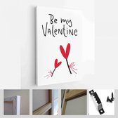 Valentijnsdag vector kaartenset met hartjes en liefde romantische berichten in rode, grijze en witte kleuren - Modern Art Canvas - Verticaal - 1866586480