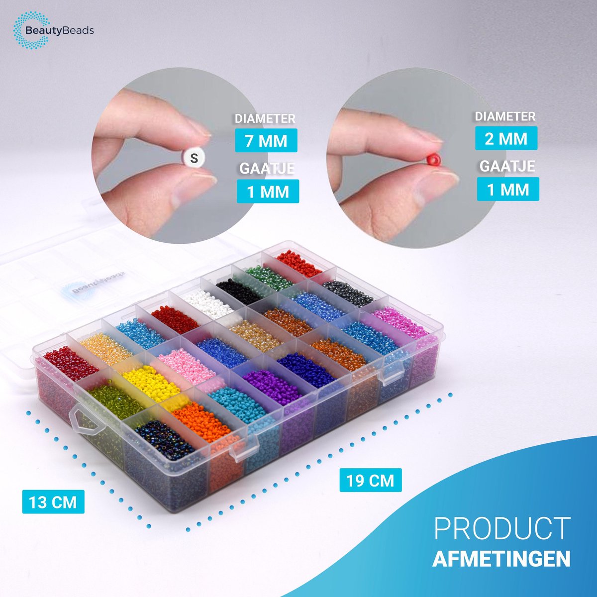 BeautyBeads Knutsel Sieradenpakket met +19000 Glaskralen en Letterkralen – Uitgebreide Kralenset met Letters voor Gepersonaliseerde Armbanden en Kettingen – 2mm Kralen - BB105 — afbeelding 9