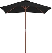 vidaXL Parasol met houten paal 150x200 cm zwart