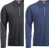 2 Pack Clique Orlando heren T-shirt Blauw en Antraciet Melange Maat XL