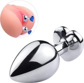 Doodadeals® | Buttplug | Hartvorm | RVS Metaal | Hart Blauwe Diamant | Butplug Vrouw | Diameter 2.8 cm