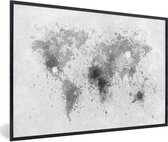 Fotolijst incl. Poster - Wereldkaart - Abstract - Verf - Kinderen - Jongens - Meisjes - 120x80 cm - Posterlijst