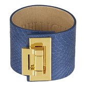 BELUCIA dames armband ZK-03 kalfsleer mat blauw, goudkleurig, maat 17 cm
