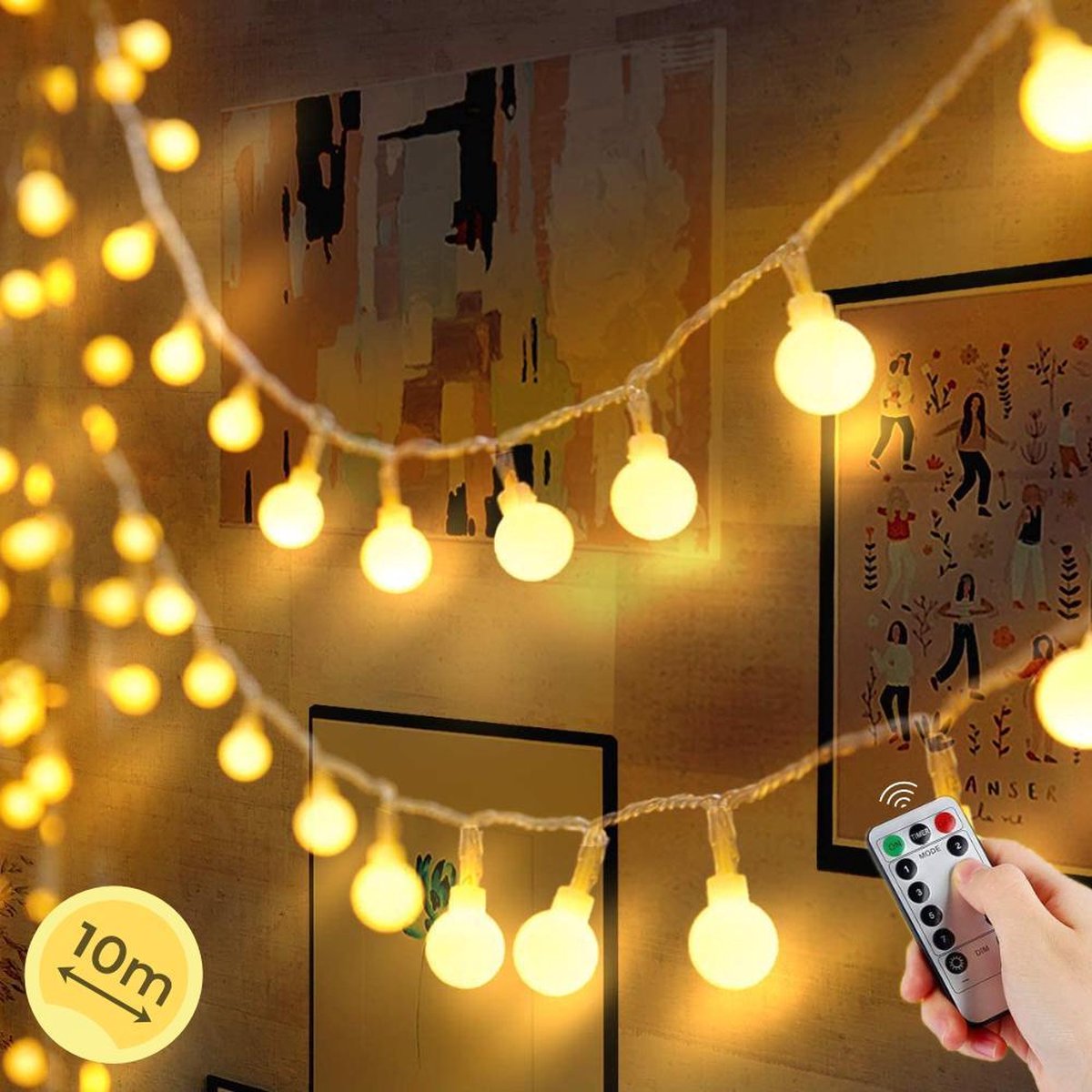 Soothe Lichtsnoer Buiten en Binnen – 10 Meter LED – Lichtslinger – Fairy Lights – Lampjes Slinger – Waterdicht – Op Batterijen - ⌀1.8cm - Soothe