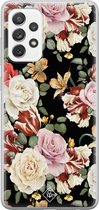 Samsung A52s hoesje siliconen - Bloemen flowerpower | Samsung Galaxy A52s case | zwart | TPU backcover transparant