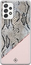 Samsung A52s hoesje siliconen - Snake print | Samsung Galaxy A52s case | Roze | TPU backcover transparant