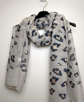 Dames sjaal Dalina pantermotief grijs beige goud