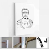 Onlinecanvas - Schilderij - Roman Keizer Julius Caesar Portret In Lijn Illustratie. Art Verticaal - Multicolor - 40 X 30 Cm