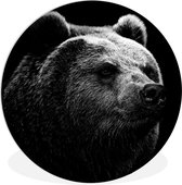 Cercle mural - Plastique - Ours - Animal - Zwart - Wit - noir blanc - ⌀ 90 cm - Cercle mural