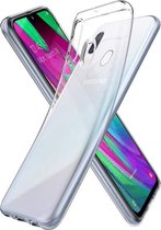 Samsung A40 hoesje transparant - Flexibel Jelly cover Samsung Galaxy A40 hoesje - Transparant  - Telefoonhouder meegeleverd