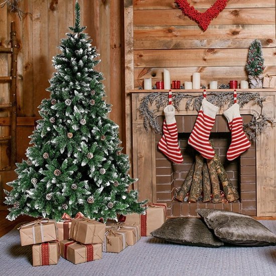 Luxe Neppe Kerstboom 180 cm Groen met Dennenappels en Sneeuw