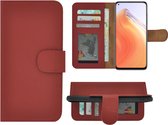 Hoesje Xiaomi Mi 10T 5G - Bookcase - Portemonnee Hoes Echt leer Wallet case Rood