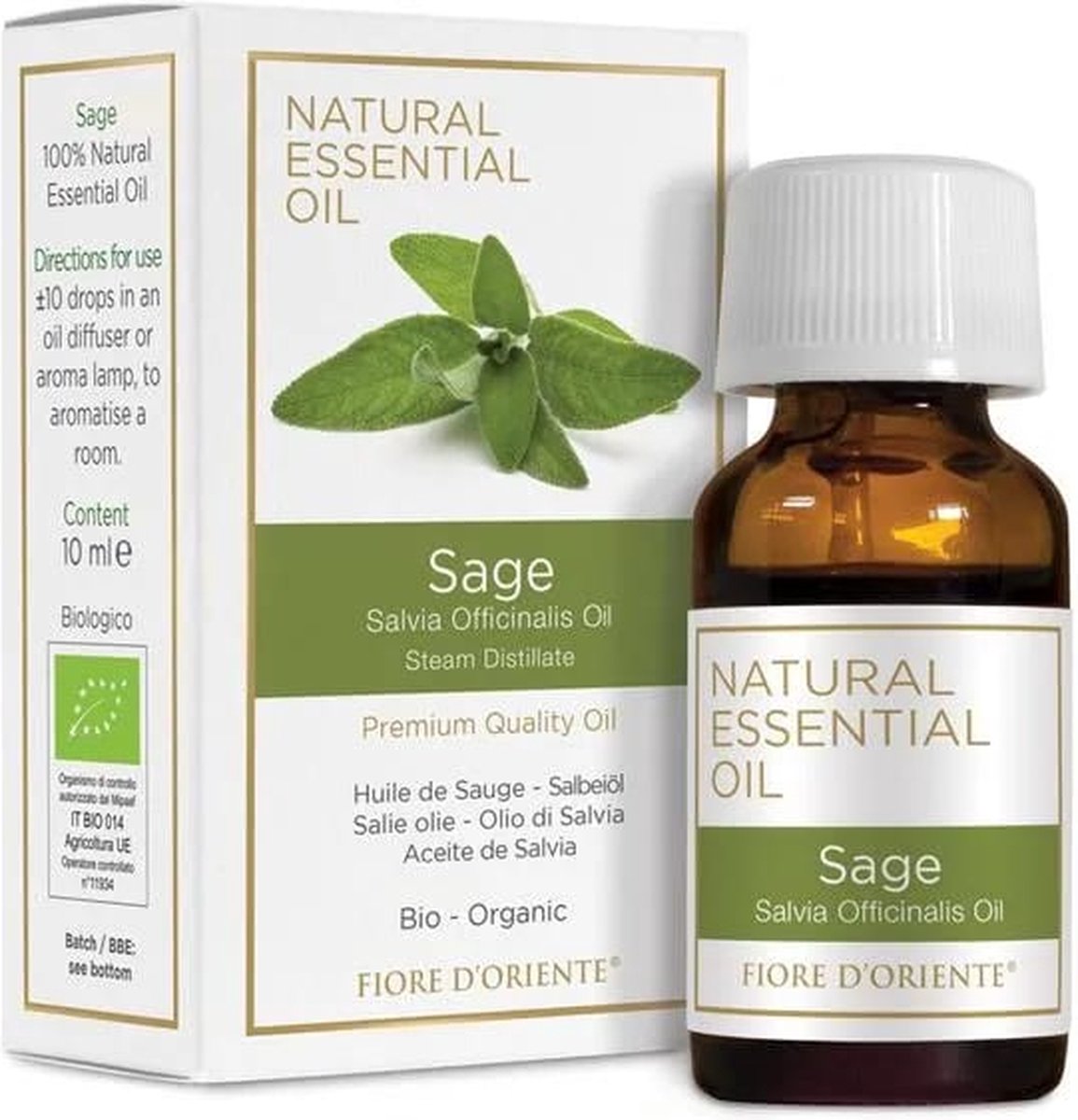Goedkoopste Biologische etherische olie Salie - 10ml - Luchtwegen - Antioxidant