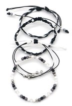 Dielay - Set Armbanden - 4 Stuks - Lengte Verstelbaar - Zwart en Wit