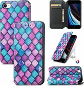 Luxe PU Lederen Wallet Case + PMMA screenprotector voor iPhone 7 /8 / SE 2020 / SE 2022 _ Kubus Patronen