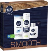 Geschenk Nivea – Men Smooth Sensitive - Scheerschuim, Aftershave & Douchegel