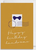 Wenskaart / Postkaart - Happy birthday handsome - Graphic Factory - 2 stuks