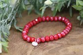 Bubbels Sieraden crystal armband burgundy red pearl shine - rood - Maat one size - f56