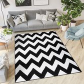 Tapiso Firet Vloerkleed Zwart Wit Zigzag Woonkamer Slaapkamer Modern Tapijt Maat- 300x400