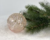 Oneiro's luxe kerstbal GLITTY Transparant Roze– ø80 mm - kerstbal - luxe verpakking – kerstcollectie – kerstdecoratie – kerstboomhanger – kerstversiering – goud