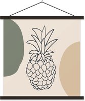 Porte-affiche avec affiche - Affiche scolaire - Fruits - Pastel - Ananas - 60x60 cm - Lattes noires