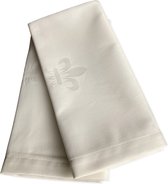 2 Ivoor franse lelie damast servetten 40 x 40 (Hotelkwaliteit: 250 gr/m2) - off white - damast - geweven