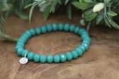 Bubbels Sieraden crystal armband dark spearmint green pearl - groen - Maat one size - f62