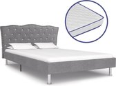 Bed Met Traagschuim Matras Stof Lichtgrijs 90X200 Cm