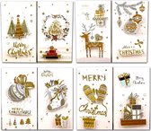 Luxe kerstkaarten 16 stuks goudkleur met envelop 21x21,7 Cm