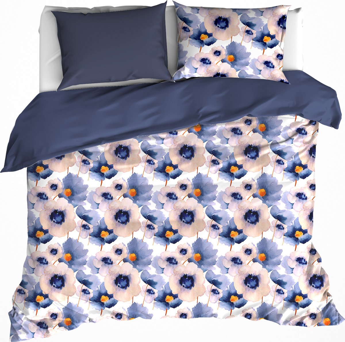 De Witte Lietaer Dekbedovertrek Veronica Mood Indigo - Tweepersoons - 200 x 200/220 cm - Katoen Flanel Multi