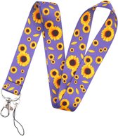 Moodadventures - Keycord Sunflower Purple - Lanyard - Keycord Multifonctionnel avec Cordon Téléphonique
