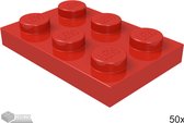 LEGO Plaat 2x3, 3021 Rood 50 stuks