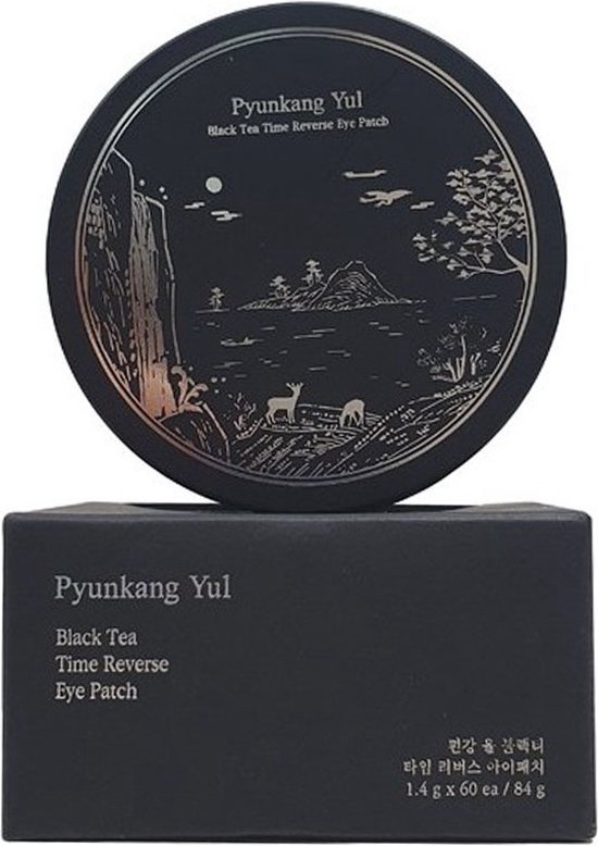 Pyunkang Yul Black Tea Time Reverse Eye Patch Reduces Puffy Eyes Fine Lines Under Eye Bags Face Moisturizer Revitalizer Korean Eye Skin Care Gel Pads with Low-Molecular Collagen 1.4g X 60ea