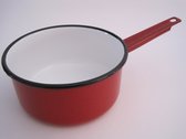 Emaille steelpan - Ø 18 cm - 2,2 liter - rood gespikkeld