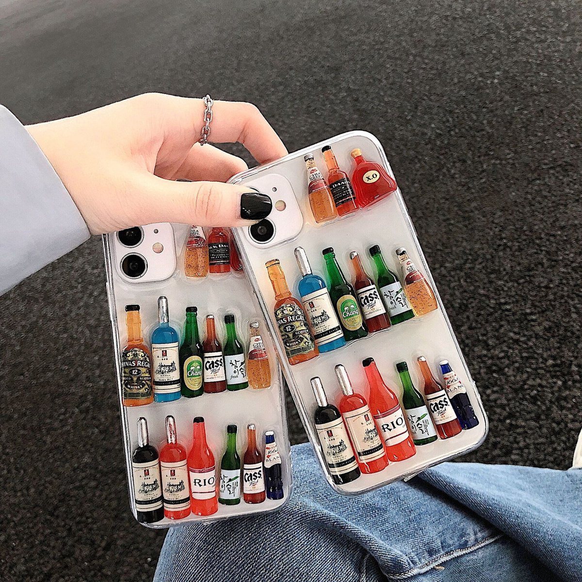iPhone Hoesje/case met 3D-drankfles - XO - Aangeschoten niet dronken - iPhone 13Promax - Shockproof Case - Transparant