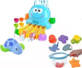 Badspeelgoed - Badspeeltjes - Speelgoed Bad - Baby cadeau - Peuter cadeau - Baby, Peuter, Kleuter - 0, 1, 2, 3, 4, 5 Jaar - Octopus met Waterglijbaan , Schepnetje met Knijpdiertjes