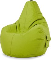 Green Bean © zitzak met rugleuning 80x70x90cm - gaming stoel met 230l vulling - knuffelachtig, zacht & wasbaar - groen