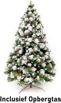 Premfy Deluxe Kunstkerstboom  180 cm - Met sneeuw en Echte Dennenappels - Mooi volle Kerstboom - 1200 PVC & PE Takken - Mooi Versierd - Decoratie - Inclusief luxe Opbergtas - Premi