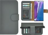 Hoesje Geschikt voor Samsung Galaxy Note20 - Bookcase - Portemonnee Hoes Echt leer Wallet case Grijs