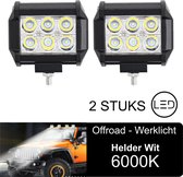 (2 Stuks) 18 Watt 12V LED Lamp voor Offroad verlichting Verstraler werklamp IP67 | 6000K | SUV | ATV | Boot | Bus |