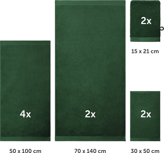 Blumtal Terry Handdoeken Set - 2 x Baddoek & 4 x Handdoek & 2 x Gasten Handdoekje & 2 x Washandje: Donkergroen