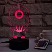 Klarigo®️ Nachtlamp – 3D LED Lamp Illusie – 16 Kleuren – Bureaulamp – Squid Game - Sfeerlamp – Nachtlampje Kinderen – Creative  - Afstandsbediening