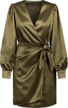 Satin wrap dress green