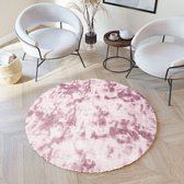 Tapiso Silk Dyed Vloerkleed Rond Antislip Shaggy Karpet Maat- 100x100