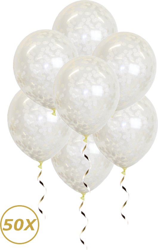 Witte Helium Ballonnen Confetti Verjaardag Versiering Feest Versiering Bruiloft Ballon Wit Papier Decoratie - 50 Stuks