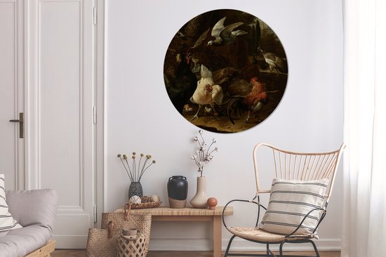 WallCircle - Wall Circle - Wall Circle Indoor - Vogels dans un Parc - Peinture de Melchior d'Hondecoeter - 120x120 cm - Décoration murale - Peintures Ronds XXL