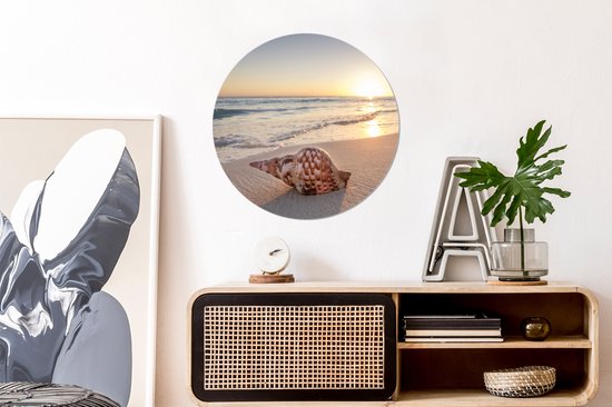 Cercle de papier peint - Coquillage - Plage - Ciel - 50x50 cm - Cercle mural - Autocollant - Sticker papier peint