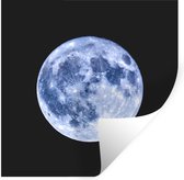 Muurstickers - Sticker Folie - Maan - Blauw - Zwart - 120x120 cm - Plakfolie - Muurstickers Kinderkamer - Zelfklevend Behang XXL - Zelfklevend behangpapier - Stickerfolie